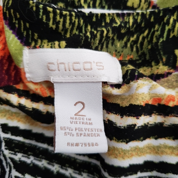 Chicos Womens V-Neck Sleeveless Geometric Print Stretch Midi Dress Size L - Picture 3 of 10